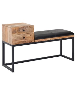 Wohnling Bank geitenleer zwart 100 cm lang - WL6.483