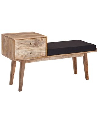 Wohnling Bank stof zwart 120 cm lang - WL6.485