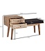 Wohnling bank stof / massief houten bank 120x65x40 cm in retro stijl | Gang gestoffeerde bank met opbergruimte | Gestoffeerde stoffen bank opberger zwart | Bankje in de gang