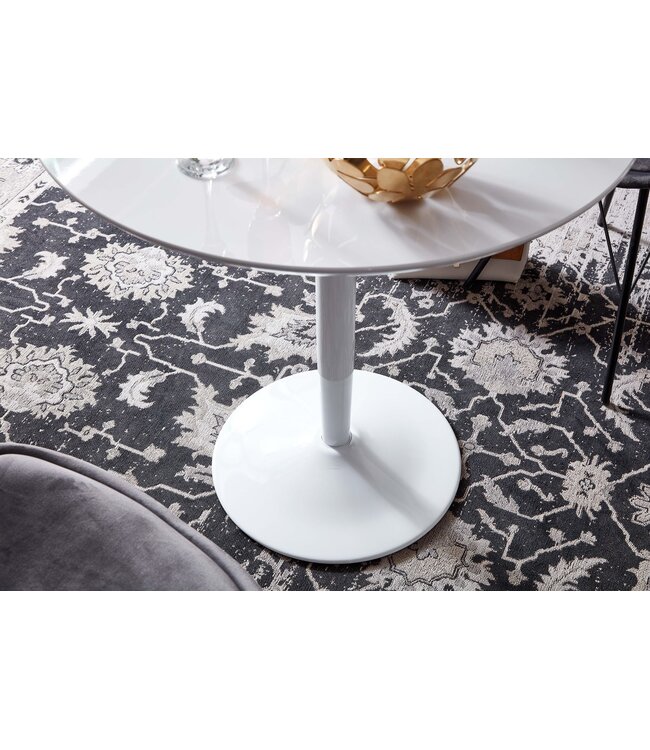 Wohnling eettafel rond 75x75x74 cm Kleine keukentafel wit hoogglans | Ronde eettafel 2 personen | Moderne ontbijttafel keuken | Kleine eettafel