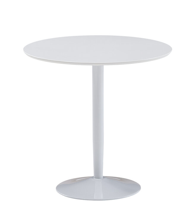 Wohnling eettafel rond 75x75x74 cm Kleine keukentafel wit hoogglans | Ronde eettafel 2 personen | Moderne ontbijttafel keuken | Kleine eettafel