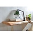 Wohnling Wandplank 120 cm Acacia Massief Hout met Boomrand Hangplank Modern | Muurplank Hangende Plank | Plank voor de Wand Zwevend