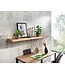 Wohnling Wandplank 140 cm Acacia Massief Hout met Boomrand Hangplank Modern | Muurplank Hangende Plank | Plank voor de Wand Zwevend
