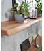 Wohnling Wandplank 140 cm Acacia Massief Hout met Boomrand Hangplank Modern | Muurplank Hangende Plank | Plank voor de Wand Zwevend