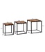 Wohnling bijzettafels set van 3 Sheesham massief hout / metalen bijzettafel vierkant modern | Design salontafel 3 delig | Woonkamertafels besparen ruimte | Houten tafel nesttafels woonkamer