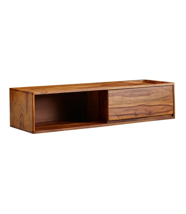Wohnling HiFi Lowboard Hangend Sheesham Massief Hout 108x25x34 cm TV-Dressoir | Design TV-Meubel Modern | TV-Tafel Wand | TV-Bord Woonkamer