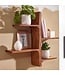 Wohnling Wandplank 58x60x15 cm Sheesham Massief Hout Boomvorm Hangplank Modern | Muurplank Hangende Plank | Plank voor de Wand Zwevend
