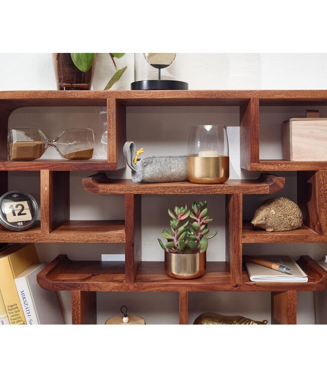 Wohnling Wandplank Sheesham Massief Hout 80x55x15 cm Hangplank Modern | Muurplank Hangende Plank | Plank voor de Wand Zwevend