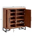 Wohnling schoenenkast massief sheesham hout 100x105x10 cm schoenenrek gesloten | Design schoenenkast met plank | Schoenenopbergruimte ladekast voor schoenen hoog