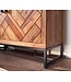 Wohnling schoenenkast massief sheesham hout 100x105x10 cm schoenenrek gesloten | Design schoenenkast met plank | Schoenenopbergruimte ladekast voor schoenen hoog