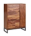 Wohnling schoenenkast massief sheeshamhout 88x120x40 cm schoenenrek gesloten | Design schoenenkast met plank | Schoenenopbergruimte ladekast voor schoenen hoog