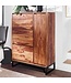 Wohnling schoenenkast massief sheeshamhout 88x120x40 cm schoenenrek gesloten | Design schoenenkast met plank | Schoenenopbergruimte ladekast voor schoenen hoog