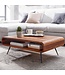 Wohnling Koffietafel Massief Sheesham-Hout en Metaal 90x55x30 cm Salontafel Bruin | Tafel Woonkamer Rechthoekig Moderne met Opbergruimte | Kleine Bijzettafel Woonkamertafel