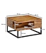 Wohnling Koffietafel Massief Sheesham-Hout en Metaal 60x60x34,5 cm Salontafel Bruin | Vierkant Tafel Woonkamer Moderne met Opbergruimte | Kleine Bijzettafel Woonkamertafel