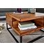 Wohnling Koffietafel Massief Sheesham-Hout en Metaal 60x60x34,5 cm Salontafel Bruin | Vierkant Tafel Woonkamer Moderne met Opbergruimte | Kleine Bijzettafel Woonkamertafel