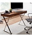 Wohnling bureau 120x55x78 cm massief sheeshamhout / metaal chroom | Design bureautafel met lades | Thuiskantoor laptop tafel computertafel met opbergruimte