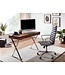 Wohnling bureau 120x55x78 cm massief sheeshamhout / metaal chroom | Design bureautafel met lades | Thuiskantoor laptop tafel computertafel met opbergruimte