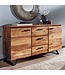 Wohnling dressoir 145x82x45 cm massief sheesham hout / metaal met wanen | ladekast | Dressoir ladekast modern