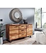 Wohnling dressoir 145x82x45 cm massief sheesham hout / metaal met wanen | ladekast | Dressoir ladekast modern