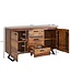 Wohnling dressoir 145x82x45 cm massief sheesham hout / metaal met wanen | ladekast | Dressoir ladekast modern