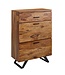 Wohnling ladekast 80x120x41,5 cm massief sheeshamhout / metalen hal ladekast | Dressoir Highboard met boomrand | Dressoirkast hout modern | Staande kast dressoir commode