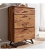 Wohnling ladekast 80x120x41,5 cm massief sheeshamhout / metalen hal ladekast | Dressoir Highboard met boomrand | Dressoirkast hout modern | Staande kast dressoir commode