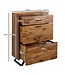 Wohnling ladekast 80x120x41,5 cm massief sheeshamhout / metalen hal ladekast | Dressoir Highboard met boomrand | Dressoirkast hout modern | Staande kast dressoir commode