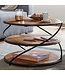 Wohnling Koffietafel Massief Sheesham-Hout en Metaal 58x58x40,5 cm Salontafel Bruin | Ronde Tafel Woonkamer Moderne met Opbergruimte | Kleine Bijzettafel Woonkamertafel