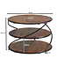 Wohnling Koffietafel Massief Sheesham-Hout en Metaal 58x58x40,5 cm Salontafel Bruin | Ronde Tafel Woonkamer Moderne met Opbergruimte | Kleine Bijzettafel Woonkamertafel