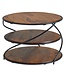 Wohnling Koffietafel Massief Sheesham-Hout en Metaal 58x58x40,5 cm Salontafel Bruin | Ronde Tafel Woonkamer Moderne met Opbergruimte | Kleine Bijzettafel Woonkamertafel