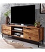 Wohnling lowboard massief sheeshamhout 147x51x38 cm TV-dressoir met twee deuren | Design TV meubel hoog | TV meubel TV meubel modern | TV dressoir woonkamer