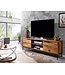 Wohnling lowboard massief sheeshamhout 147x51x38 cm TV-dressoir met twee deuren | Design TV meubel hoog | TV meubel TV meubel modern | TV dressoir woonkamer