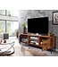 Wohnling lowboard massief sheeshamhout 147x51x38 cm TV-dressoir met twee deuren | Design TV meubel hoog | TV meubel TV meubel modern | TV dressoir woonkamer