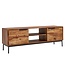 Wohnling lowboard massief sheeshamhout 147x51x38 cm TV-dressoir met twee deuren | Design TV meubel hoog | TV meubel TV meubel modern | TV dressoir woonkamer