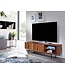 Wohnling HiFi Lowboard Massief Sheesham-Hout TV-Dressoir 123x42x35 cm met twee Deuren | TV-Meubel Hoog | TV-Tafel TV-Bord Woonkamer Modern