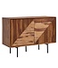 Wohnling dressoir 100x71x40 cm massief sheeshamhout / metalen dressoir | ladekast met twee deuren | Dressoirkast hout modern | Staande kast woonkamer