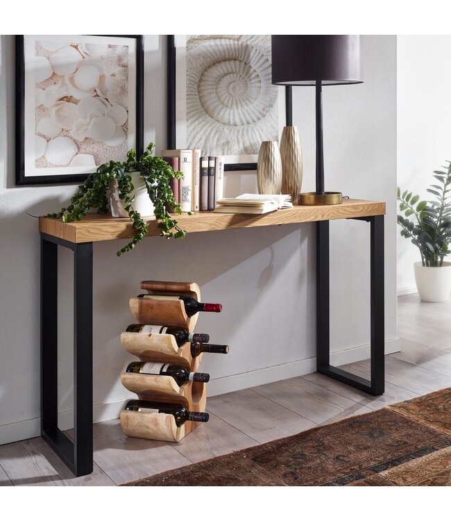 Wohnling Console Tafel Eiken Decor / Zwart 120x39x75,5 cm Haltafel | Opbergtafel Ingang Tafel | Entreetafel Kaptafel Bureau Tafel Klein