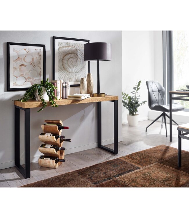Wohnling Console Tafel Eiken Decor / Zwart 120x39x75,5 cm Haltafel | Opbergtafel Ingang Tafel | Entreetafel Kaptafel Bureau Tafel Klein