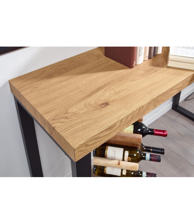 Wohnling Console Tafel Eiken Decor / Zwart 120x39x75,5 cm Haltafel | Opbergtafel Ingang Tafel | Entreetafel Kaptafel Bureau Tafel Klein
