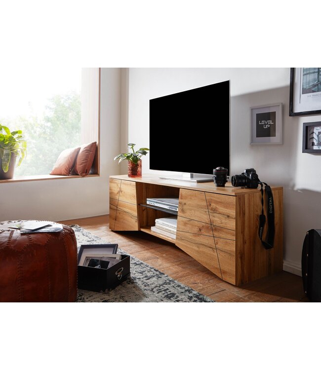 Wohnling lowboard hout eiken decor 160x50x40 cm TV-dressoir met 2 deuren | Design TV meubel hoog | TV meubel TV meubel modern | TV dressoir woonkamer