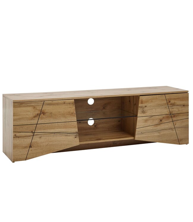 Wohnling lowboard hout eiken decor 160x50x40 cm TV-dressoir met 2 deuren | Design TV meubel hoog | TV meubel TV meubel modern | TV dressoir woonkamer