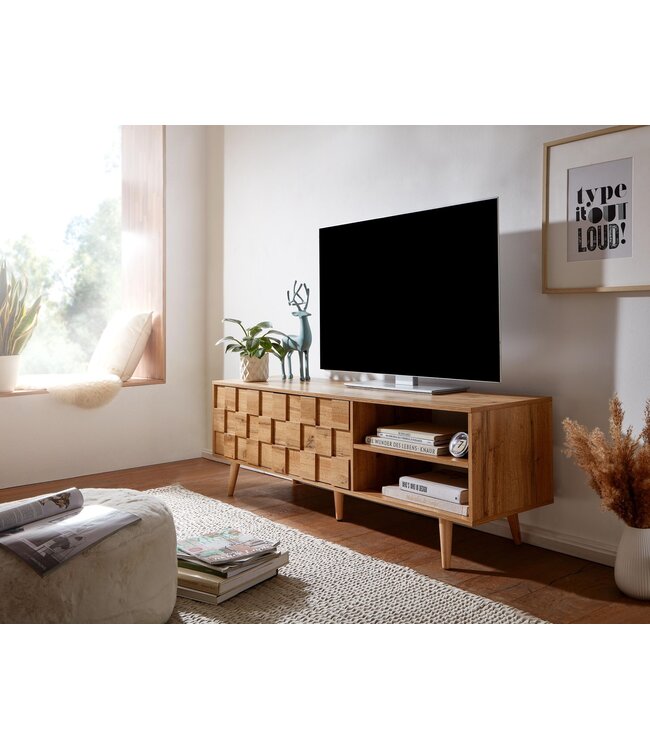 Wohnling lowboard hout eiken decor 160x51x40 cm TV-dressoir met 2 deuren | Design TV meubel hoog | TV meubel TV meubel modern | TV dressoir woonkamer