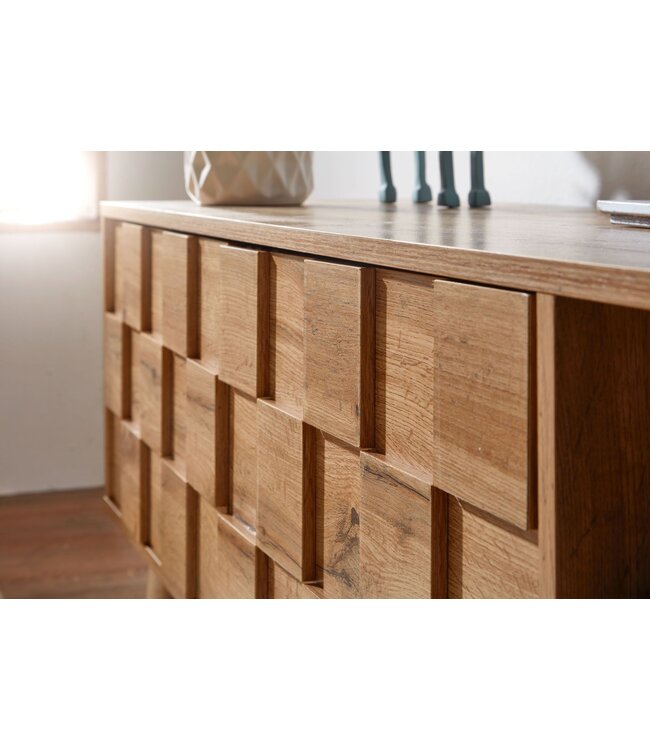 Wohnling lowboard hout eiken decor 160x51x40 cm TV-dressoir met 2 deuren | Design TV meubel hoog | TV meubel TV meubel modern | TV dressoir woonkamer