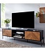Wohnling HiFi Lowboard Hout Zwart / Eiken Decor TV-Dressoir 163x45x40 cm | TV-Meubel met 2 Deuren | TV-Tafel TV-Bord Woonkamer Modern