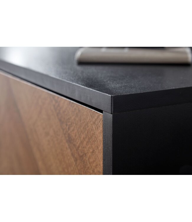 Wohnling HiFi Lowboard Hout Zwart / Eiken Decor TV-Dressoir 163x45x40 cm | TV-Meubel met 2 Deuren | TV-Tafel TV-Bord Woonkamer Modern