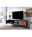 Wohnling HiFi Lowboard Hout Zwart / Eiken Decor TV-Dressoir 163x45x40 cm | TV-Meubel met 2 Deuren | TV-Tafel TV-Bord Woonkamer Modern