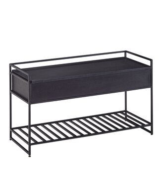 Wohnling Bank zwart mangohout 90 cm breed - WL6.587