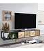 Wohnling HiFi Lowboard Hangend Mango Massief Hout / Metaal 150x25x35 cm TV-Dressoir Zwart | Design TV-Meubel Modern | TV-Tafel Wand | TV-Bord Woonkamer