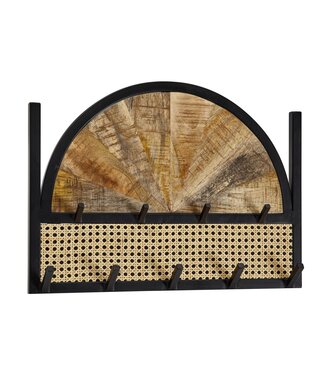 Wohnling Kapstok mangohout en rotan 53 cm diep - WL6.590