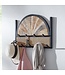 Wohnling Design Wandkapstok Mango Massief Hout en Rotan 53x40x7,5 cm | Haak Rail Metaal | Hal Kapstok Wand